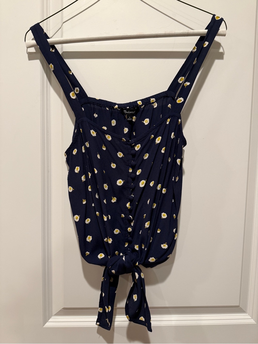 Madewell Navy Floral Tie-Front Camisole